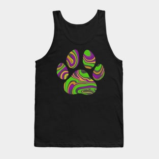 Green and Purple Witch's Brew Halloween Cat Paw Liquid Marble Design Tank Top